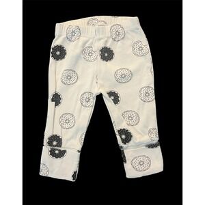 Monica + Andy Baby Leggings 0-3M White Black Donut Print Organic Cotton Pants